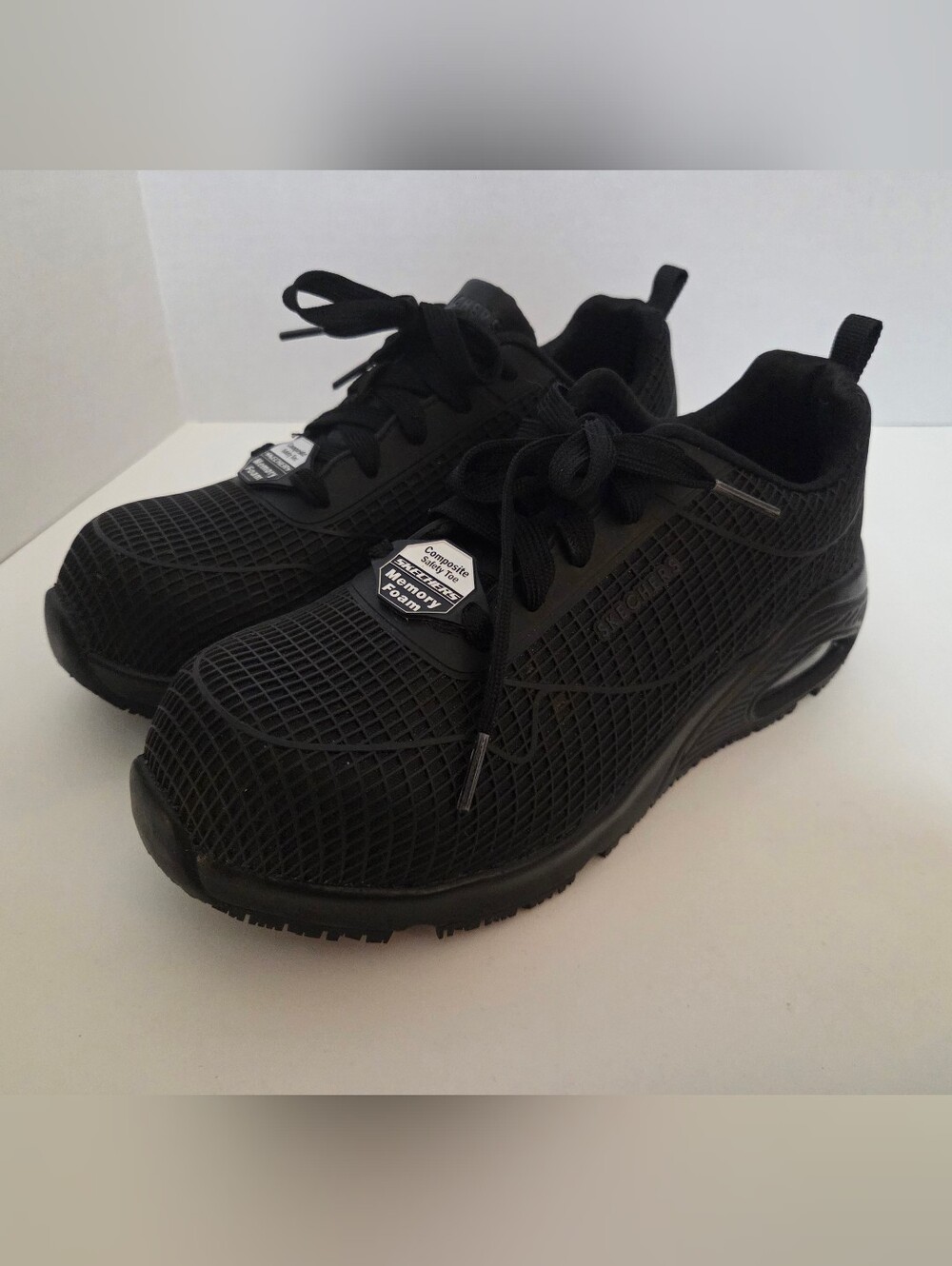 Skechers Work Womens 8.5 Composite Safety Toe Memory Foam Black Non Slip